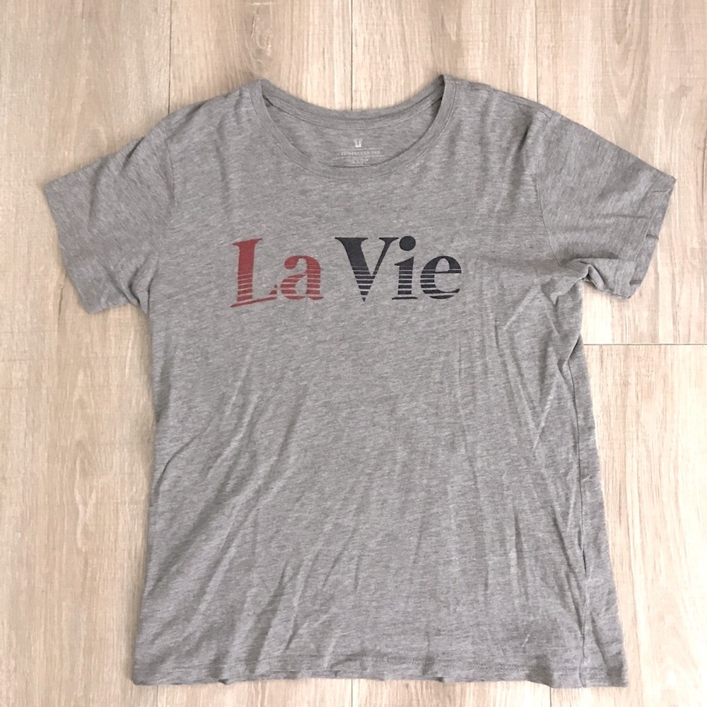 Cotton On Gray La Vie Print Tee